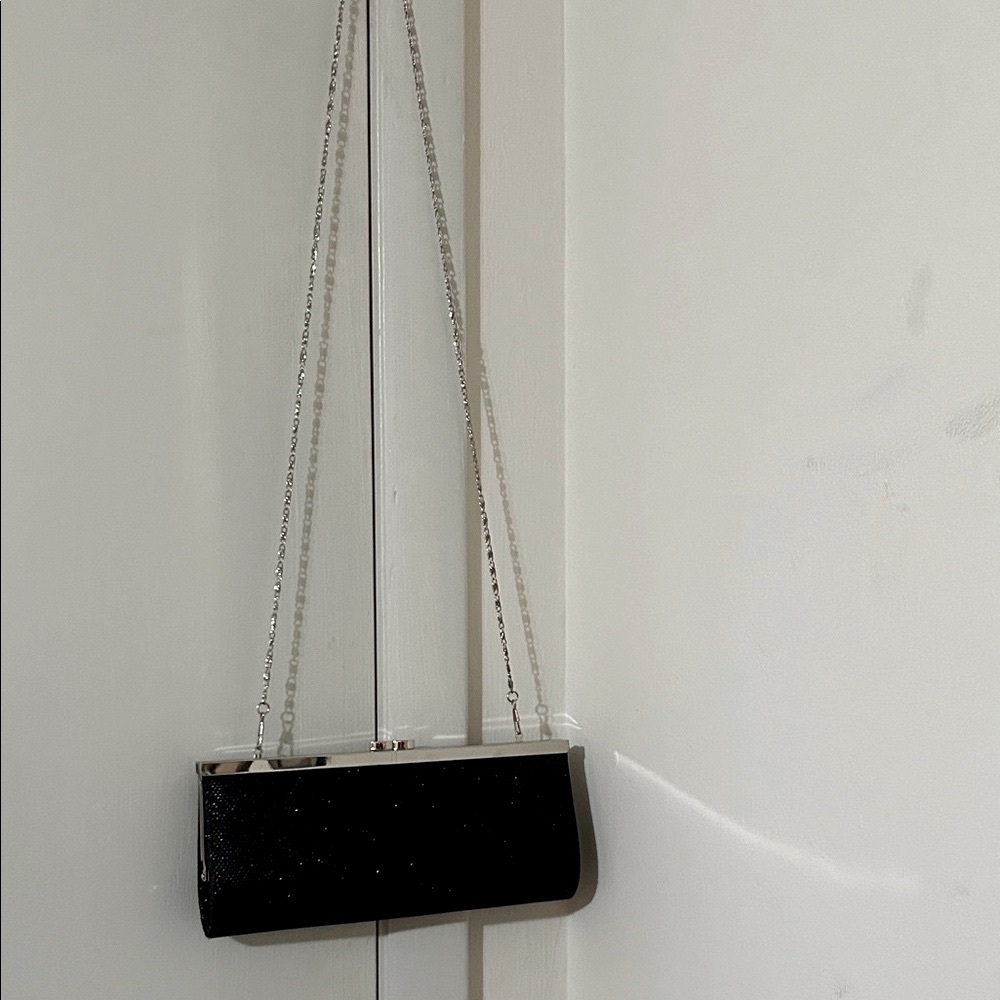 Like New Chic Black Sparkling, Shiny Crossbody Clutch that transform to a Clutch